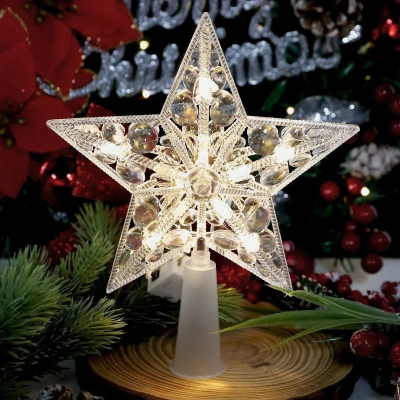 15/18cm Christmas Decoration LED Star Light Christmas Tree Pendant Ornaments for Home Decor Navidad New Year 2025 Gift Accessory