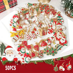 50PCS Christmas Cartoon Series Earrings, Made of Alloy with Drip Glaze Technique, Are Perfect for Christmas Surprise Gifts