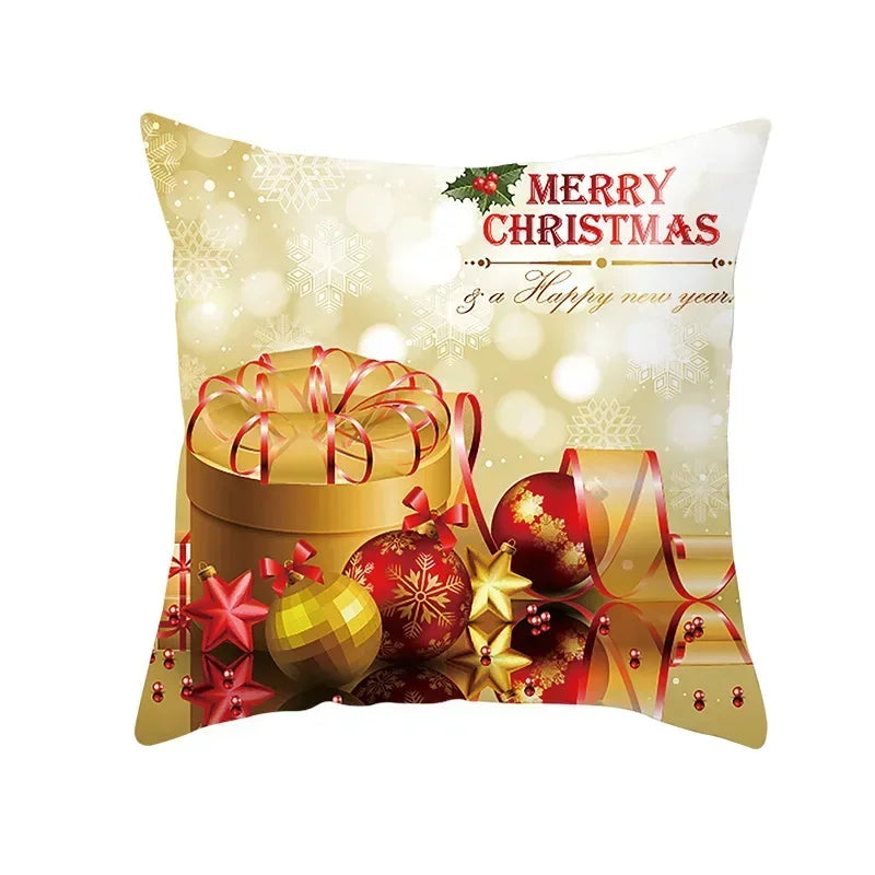 Funda de almohada de campana de bola dorada de Navidad, funda de cojín de asiento de oficina de coche, Serie Dorada, decoración