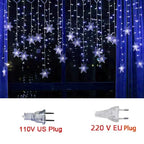 110V 220V Snowflakes  Curtain Garland on The Window Fairy Lights New Year Garland Festoon Led Lights String Christmas Decor