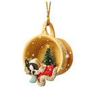 Christmas Tree Pendant Dog Animal Drop Ornament In Snow Pocket Hanging New Year Festive Party Supplies Room Decoration Xmas Gift