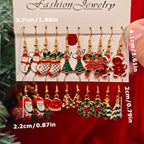 20PCS Women Cartoon Christmas Earring Set Fashion Cute Santa Claus Christmas Tree Pendant Earrings, Christmas Gifts