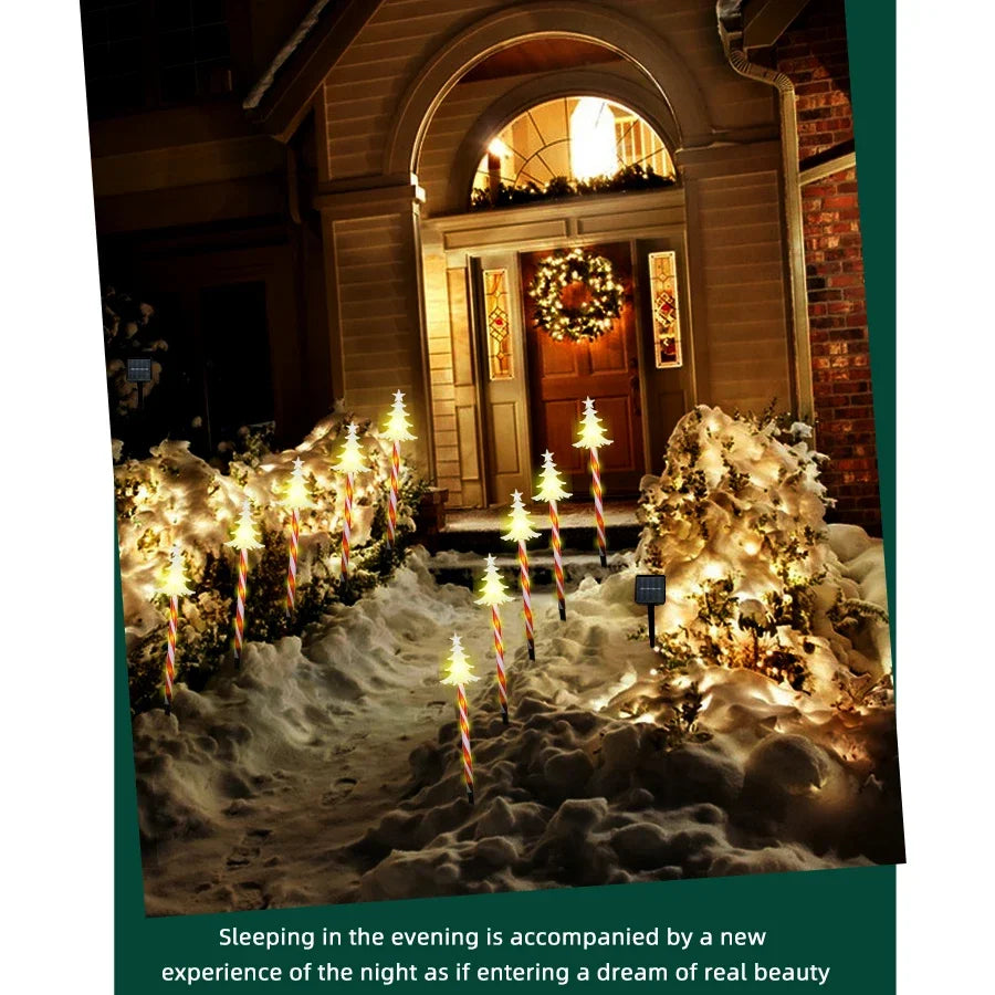 5PCS Outdoor Solar Christmas Lawn Lights, LED Santa Claus Snowman Christmas Tree Stake, Waterproof Garden Pathway Decoration