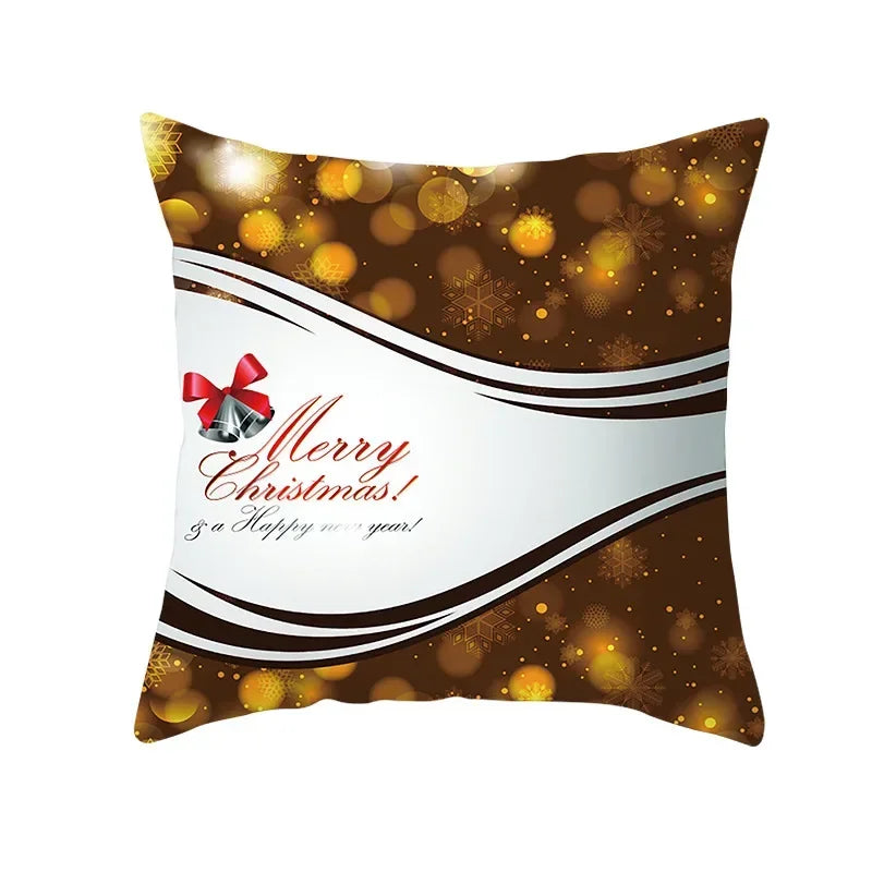 Funda de almohada de campana de bola dorada de Navidad, funda de cojín de asiento de oficina de coche, Serie Dorada, decoración