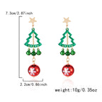 Christmas Holiday Drop Earrings Star Hollow Xmas Tree Bell Snowflake Pattern Round Ball Fringe Earrings For Women Men Jewelry