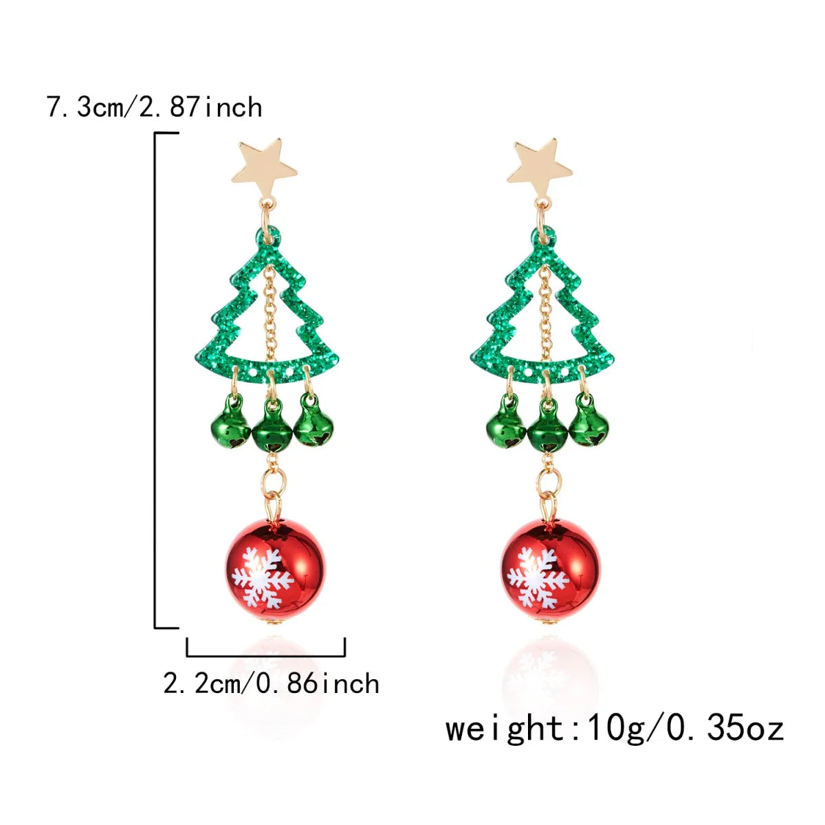 Christmas Holiday Drop Earrings Star Hollow Xmas Tree Bell Snowflake Pattern Round Ball Fringe Earrings For Women Men Jewelry
