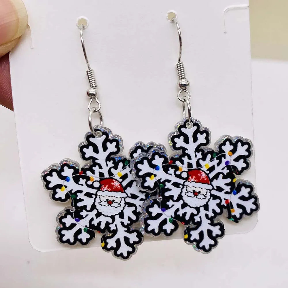 New Christmas Earrings Christmas Socks Hats Snowman Cute Cat Acrylic Earrings for Women Jewelry Gift Wholesale