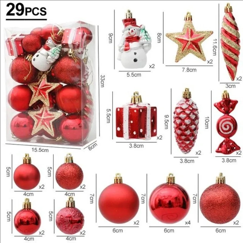 20/29pcs Christmas Ball Decoration Hanging Christmas Tree Pendant Ornaments For Home Room Decor New Year 2026 Gifts Accessories