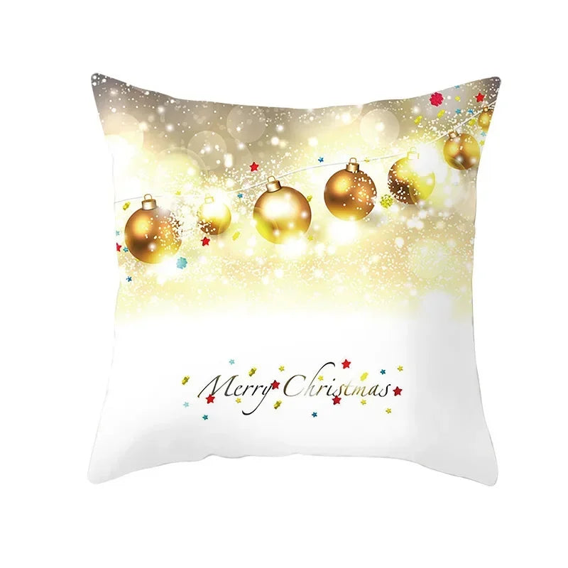Funda de almohada de campana de bola dorada de Navidad, funda de cojín de asiento de oficina de coche, Serie Dorada, decoración