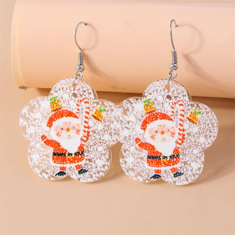 Aihua Cute Christmas Earrings For Women Xmas Festive Christmas Tree Santa Deer Sock Gingerbread Man Earrings Happy New Year Gift
