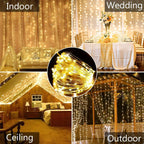 Solar Curtain Light LED Outdoor Waterproof 300leds Garland Decoration String Lights Yard Fairy Garland String Lights