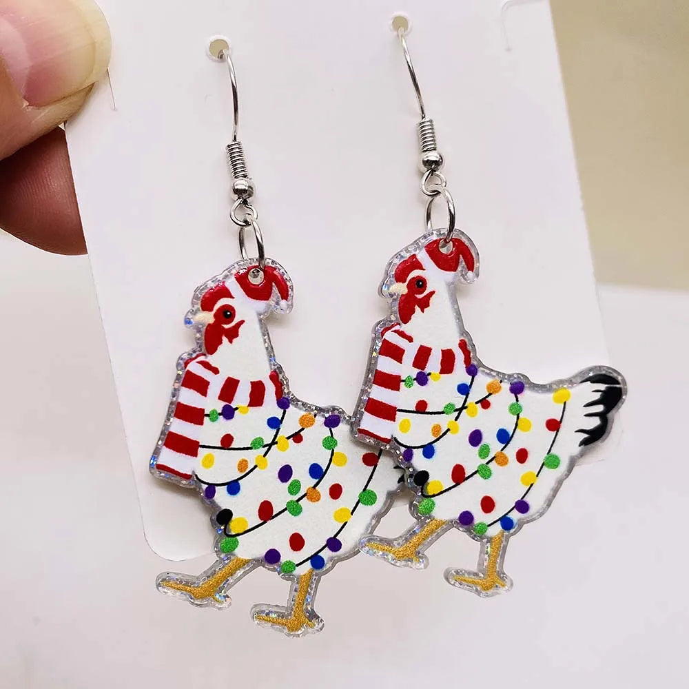 New Christmas Earrings Christmas Socks Hats Snowman Cute Cat Acrylic Earrings for Women Jewelry Gift Wholesale
