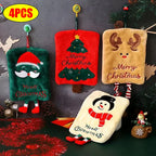 Xmas Cute Hanging Hand Towel: Thick Coral Fleece, Absorbent Quick-Dry Kitchen Rag, Christmas Home Decor & Friend Gift