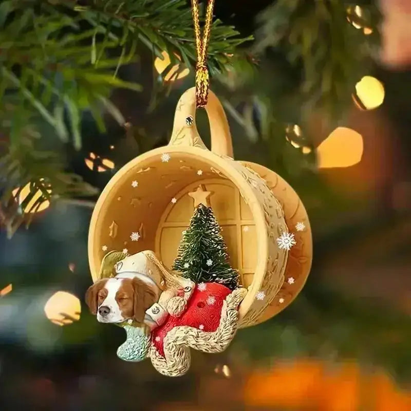 Christmas Tree Pendant Dog Animal Drop Ornament In Snow Pocket Hanging New Year Festive Party Supplies Room Decoration Xmas Gift