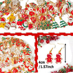 50PCS Christmas Cartoon Series Earrings, Made of Alloy with Drip Glaze Technique, Are Perfect for Christmas Surprise Gifts