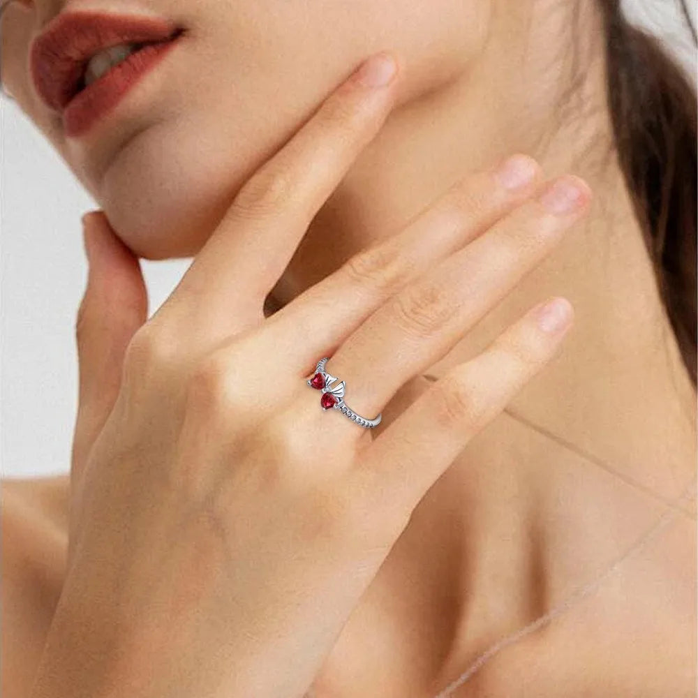 Christmas Bow Jewelry Set 925 Sterling Silver Fashion Earring Necklace Ring Bracelet Tie Set Original Women Fine Festival Gift