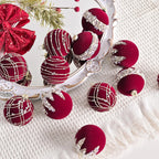 12Pcs Velvet Christmas Balls Bulk Retro Flocked Christmas Tree Ball Ornaments Plastic Balls Xmas Decorative Hanging Ornaments