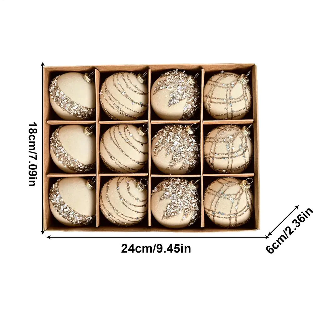 12Pcs Velvet Christmas Balls Bulk Retro Flocked Christmas Tree Ball Ornaments Plastic Balls Xmas Decorative Hanging Ornaments