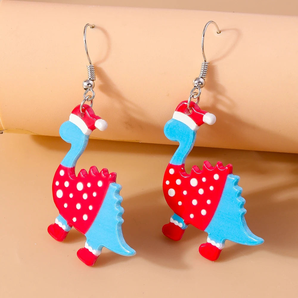 Aihua Cute Christmas Earrings For Women Xmas Festive Christmas Tree Santa Deer Sock Gingerbread Man Earrings Happy New Year Gift