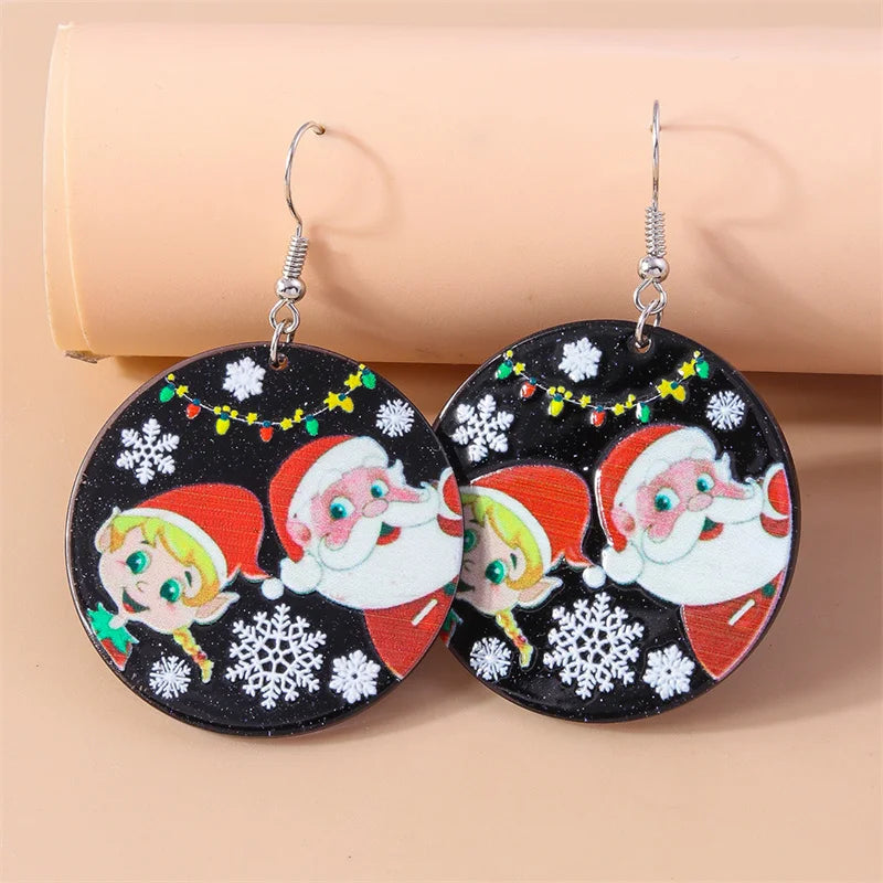 Aihua Cute Christmas Earrings For Women Xmas Festive Christmas Tree Santa Deer Sock Gingerbread Man Earrings Happy New Year Gift