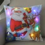 Fundas de almohada de Navidad con dibujos animados, 18x18 pulgadas, LED, Decoración de luces para el hogar, habitación de niños