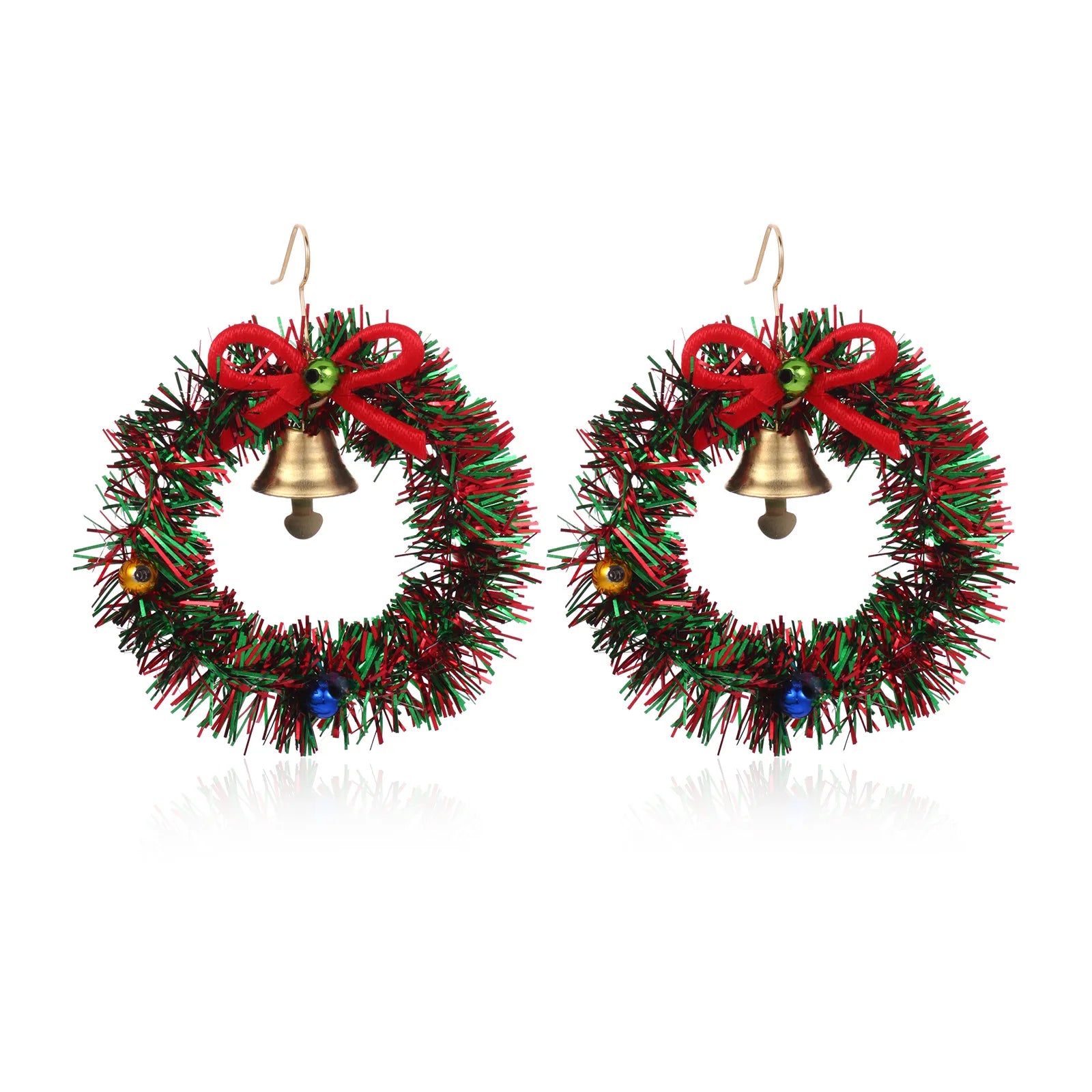 Beautiful European and American New Christmas Earrings Female Creative Fashion Drip Oil Christmas Tree Grass Ring Bell Earrings