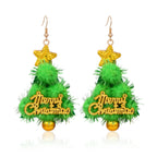 Beautiful European and American New Christmas Earrings Female Creative Fashion Drip Oil Christmas Tree Grass Ring Bell Earrings