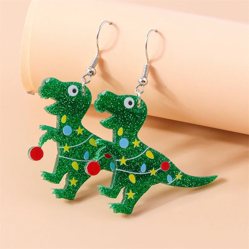 Aihua Cute Christmas Earrings For Women Xmas Festive Christmas Tree Santa Deer Sock Gingerbread Man Earrings Happy New Year Gift