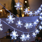 1pc LED Christmas Snowflake String Light Indoor & Outdoor Hanging Decorative Lighting Fairy Atmosphere Lamp For Garden Party