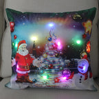 Fundas de almohada de Navidad con dibujos animados, 18x18 pulgadas, LED, Decoración de luces para el hogar, habitación de niños