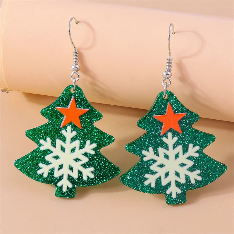 Aihua Cute Christmas Earrings For Women Xmas Festive Christmas Tree Santa Deer Sock Gingerbread Man Earrings Happy New Year Gift
