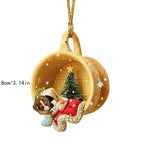 Christmas Tree Pendant Dog Animal Drop Ornament In Snow Pocket Hanging New Year Festive Party Supplies Room Decoration Xmas Gift